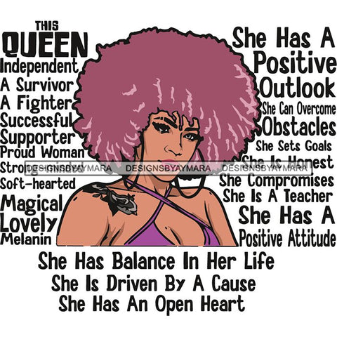 Afro Woman This Queen Quotes SVG Files For Cutting and More!