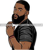 Attractive Black Man Bearded Hipster Model Fashion Male Guy Hombre Masculino Guapo Stylish Close-up Sexy Macho Manly SVG Files For Cutting
