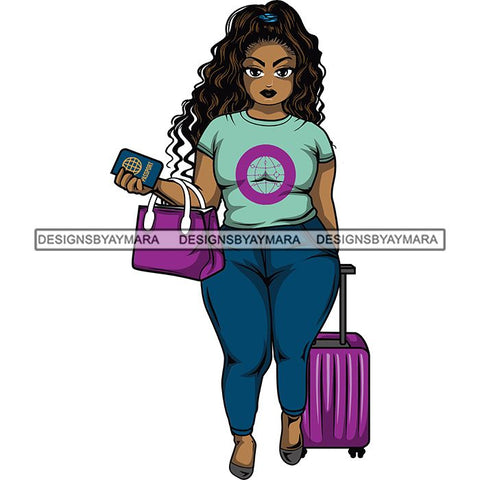 Afro Thick Curvy Lola Trip Vacation Mode Getaway .SVG Cutting Files For Silhouette and Cricut and More!