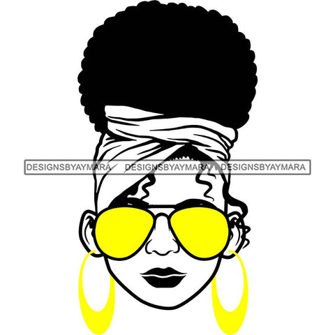 Afro Lola Boss Lady Dope Diva Glamour Wearing Glasses Accesories .SVG Cut Files
