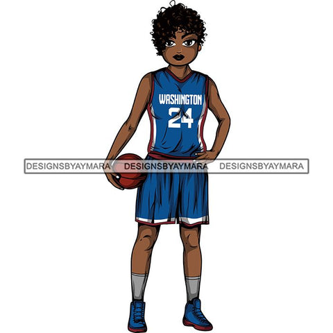 Afro Lola Basketball Player Sport Woman SVG Clipart Vector Cutting Cut Files