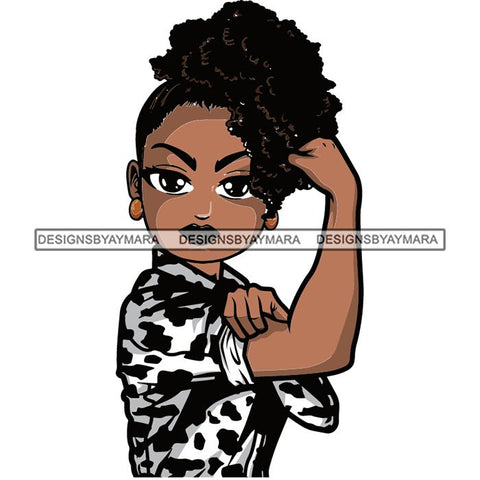 Afro Strong Lola Flexing We Can Do It Woman Power .SVG Cutting Files For Silhouette Cricut and More!