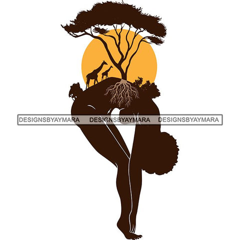 Sensual African Artwork Proud Roots Goddess Safari Savanna Africa Continent Exotic Environment  SVG Files For Cutting and More!