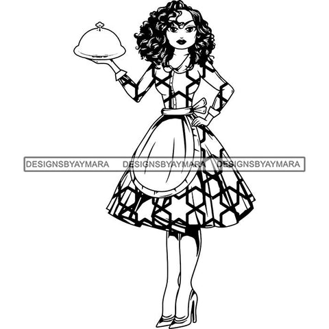 Afro Chef Lola Cooker Cooking Culinary Profession .SVG Clipart Vector Cutting Files For Circuit Silhouette Cricut and More!