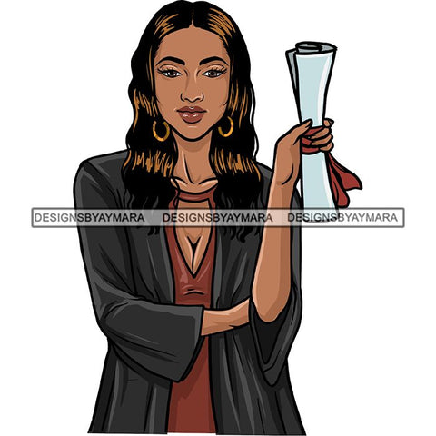 Graduation Achievement Hard Work Diploma Success Robe Cap Certificate College SVG Cutting Files