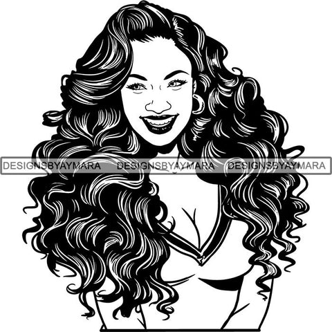 Beautiful Afro Woman Unique Designs In Black and White SVG Cutting Files For Silhouette Cricut and More