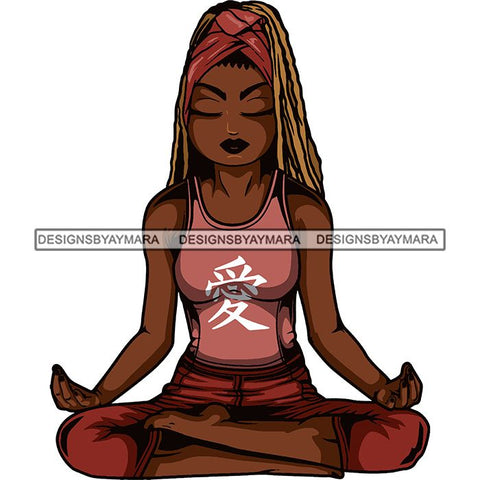 Afro Lola Meditating Yoga Relaxing .SVG Cutting Files For Silhouette Cricut and More!