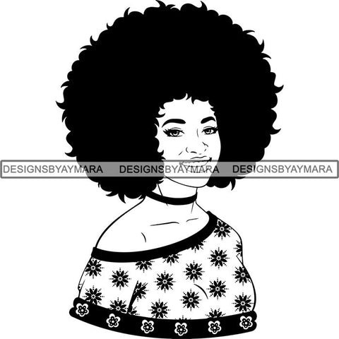 Beautiful Afro Woman Unique Designs In Black and White SVG Cutting Files For Silhouette Cricut and More