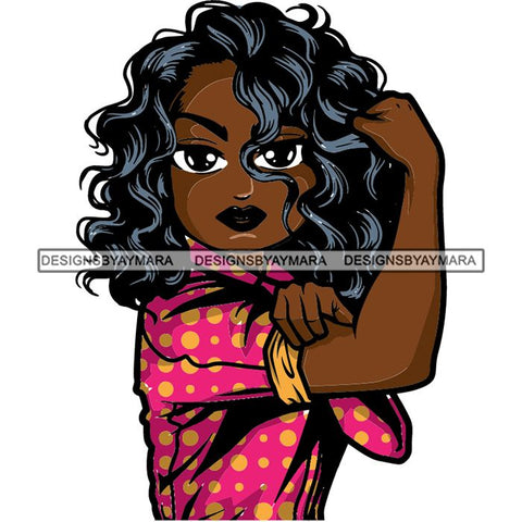 Afro Strong Lola Flexing We Can Do It Woman Power .SVG Cutting Files For Silhouette Cricut and More!