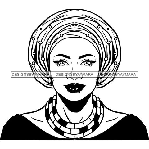 Afro Nubian Melanin Popping Kinky Hair Turban Beautiful African American Woman SVG Cutting Files