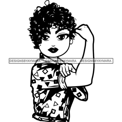 Afro Strong Lola Flexing We Can Do It Woman Power .SVG Cutting Files For Silhouette Cricut and More!