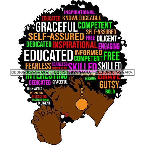 Afro Succesful Woman Hair Quotes Black Lives Matter Proud Roots Nubian Melanin SVG Cut Files