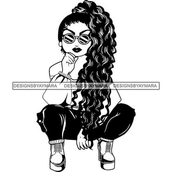 Afro Lola Boss Lady Diva Style Fashion Woman SVG Vector Clipart Cutting Files For Silhouette and Cricut and More!
