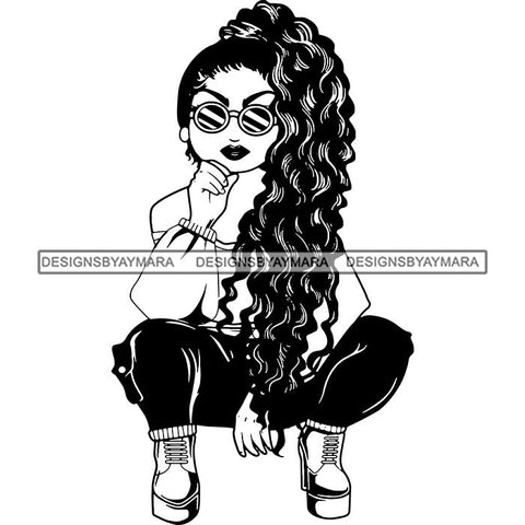 Afro Lola Boss Lady Diva Style Fashion Woman SVG Vector Clipart Cutting Files For Silhouette and Cricut and More!