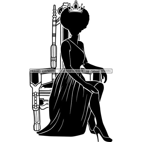 Afro Queen Silhouette SVG African Goddess Cutting Files 1