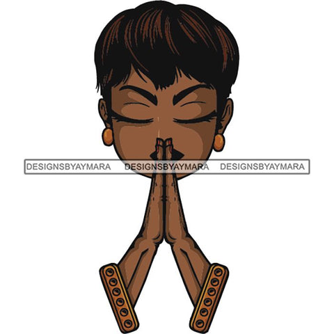 Afro Lola Praying Begging Asking God Lord Faith Strength .SVG Vector Clipart Cutting Files For Silhouette Cricut and More!