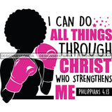 Strong Afro Woman SVG Cancer Survivor Cutting Files For Silhouette Cricut and More