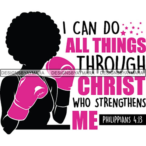 Strong Afro Woman SVG Cancer Survivor Cutting Files For Silhouette Cricut and More