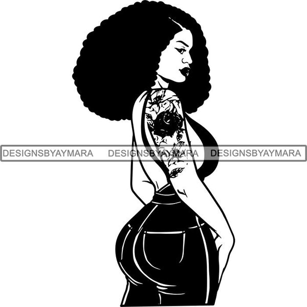 Afro Sexy Goddess Melanin Woman Queen Tattoo SVG Cut Files For Silhouette and Cricut