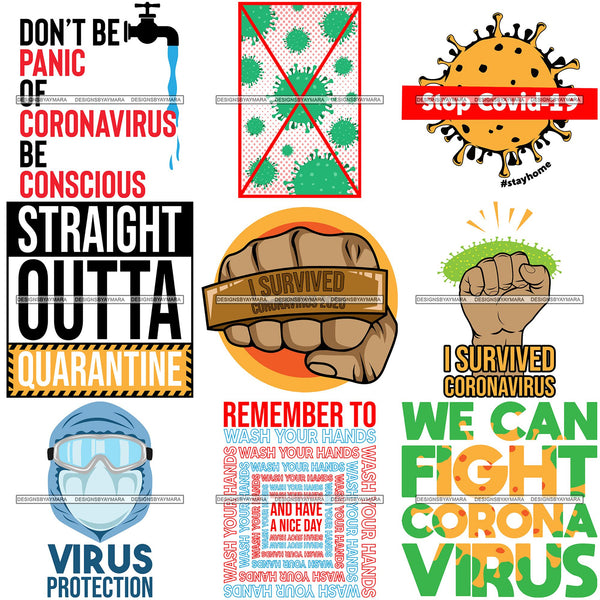 Bundle 9 Coronavirus Medical Epidemic Disease Virus Health Pandemic Illness Quotes SVG Cutting Files