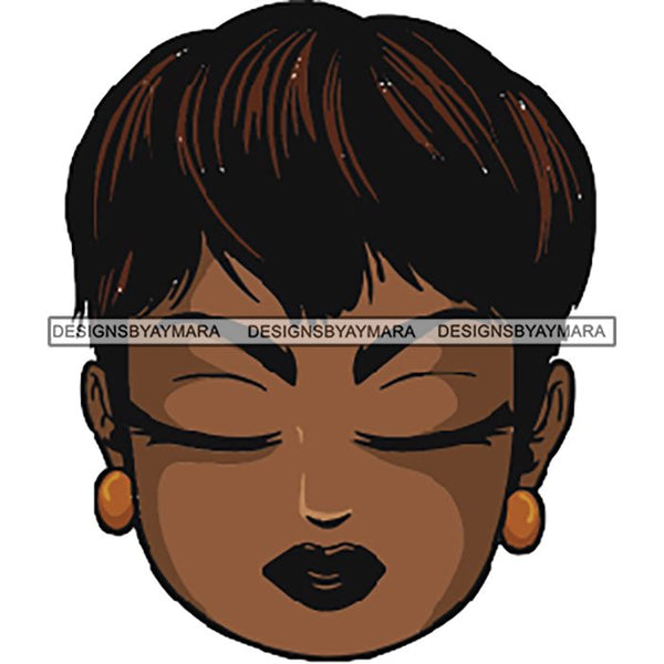Afro Lola Cute Closed Up Face Eyes Close Meditation .SVG Clipart Vector Cutting Files
