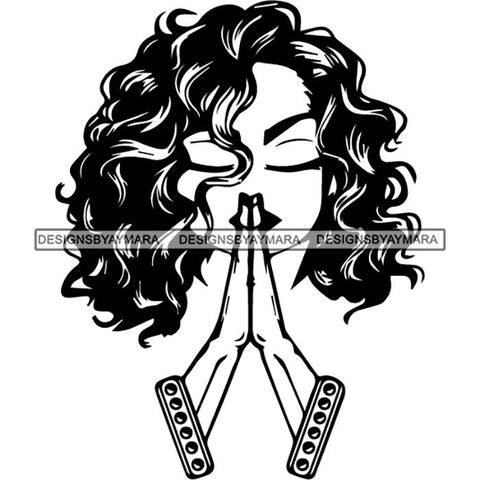 Afro Lola Praying Begging Asking God Lord Faith Strength .SVG Vector Clipart Cutting Files For Silhouette Cricut and More!