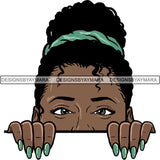 Afro Woman Peeking Peek-a-Boo I see You Melanin Pretty Half Face PNG File For Print Not For Cutting