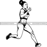 Afro Black Woman Runner Athletic Sport .SVG Cutting File For Silhouette and Cricut