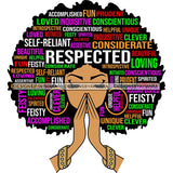 Afro Woman Praying Hair Life Quotes Strong Independent Educated Melanin SVG Cutting Files