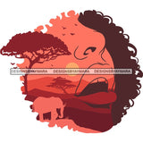 Sensual African Silhouette Goddess Safari Africa Nature Exotic Culture SVG Cutting Files.