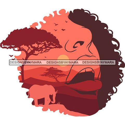 Sensual African Silhouette Goddess Safari Africa Nature Exotic Culture SVG Cutting Files.