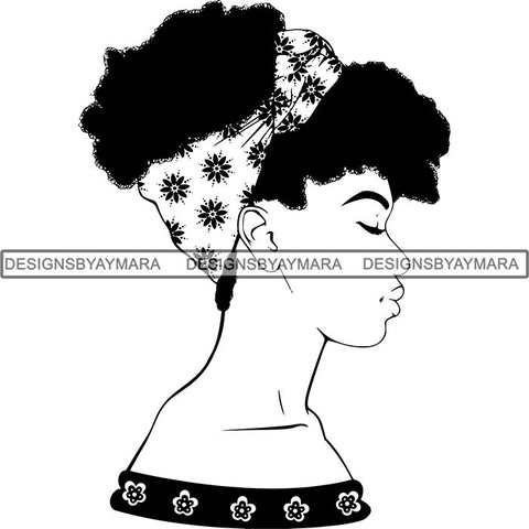 Beautiful Woman Turban Head Wrap Hairstyle SVG Files For Cutting and More!