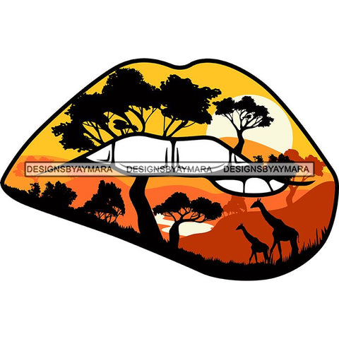 Sensual African Artwork Proud Roots Sexy Safari Lips Savanna Africa Continent Exotic Environment  SVG Files For Cutting and More!