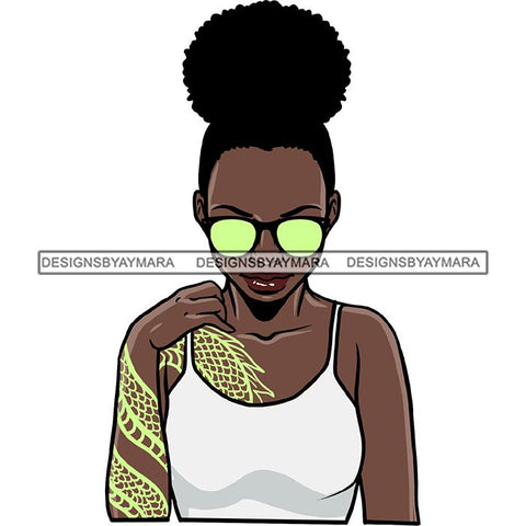 Ebony Afro Woman Nubian Melanin Brown Skin Makeup Model Glasses Accesories SVG Cut Files
