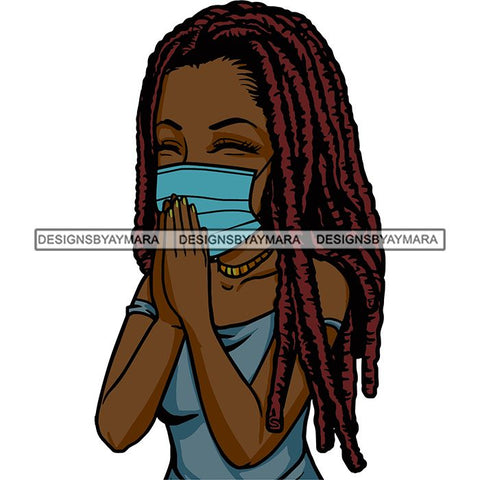 Black Woman Praying God Quotes Face Mask Begging Prayers Save Life Mujer Orando a Dios SVG Vector Clipart Cutting Files