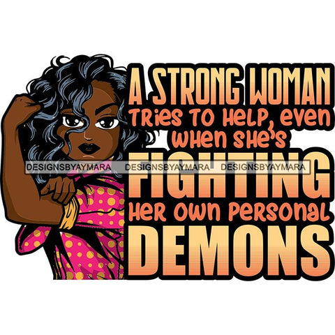 Afro Lola Strong Lady We can Do It Woman Power Flexing Arms Believe in Yourself Quotes .SVG Cutting Files For Silhouette and Cricut and More!