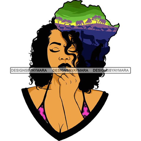 African American Woman Goddess Safari Savanna Africa Continent SVG Files For Cutting and More!