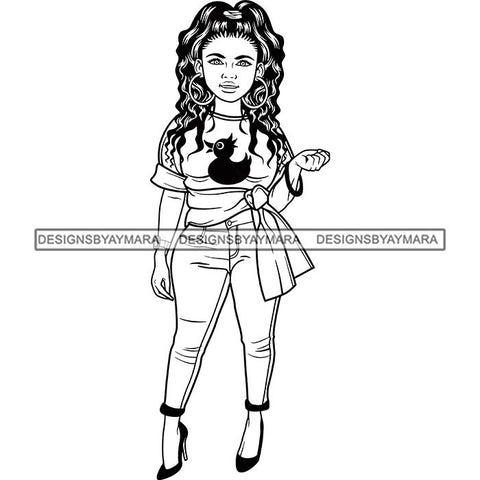 Afro Lola Boss Confident Classy Woman Black and White Designs SVG Cutting Files For Silhouette Cricut and More