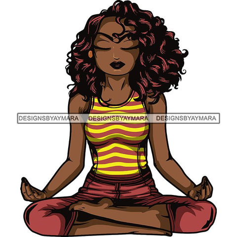 Afro Lola Meditating Yoga Relaxing .SVG Cutting Files For Silhouette Cricut and More!