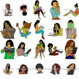 HUGE MEGA BUNDLE 1297 SVG Layered Vector Designs Afro Woman African American Women Melanin Nubian Black Girl Magic SVG PNG JPG Cutting Files For Silhouette Cricut and More