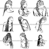 Super Bundle 100 Afro Woman Braids Dreads Dreadlocks Hairstyle SVG Cut Files For Silhouette and Cricut