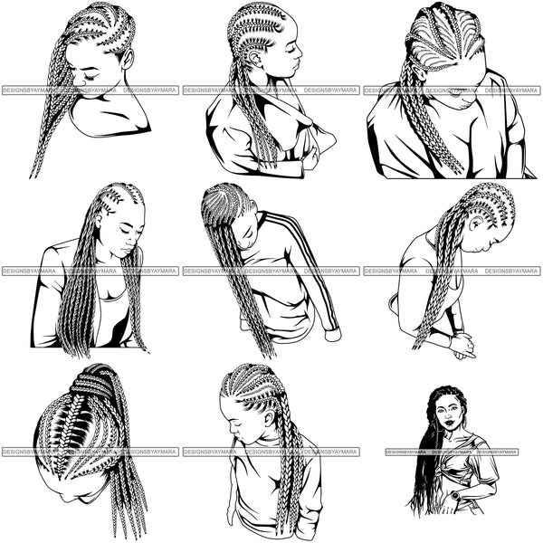 Super Bundle 100 Afro Woman Braids Dreads Dreadlocks Hairstyle SVG Cut Files For Silhouette and Cricut