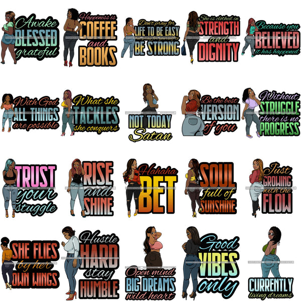Bundle 20 Fashion Woman Melanin Bad Ass Life Quotes .SVG Cutting Files For Silhouette Cricut and More!