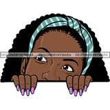Afro Woman Peeking Peek-a-Boo I see You Melanin Pretty Half Face PNG File For Print Not For Cutting