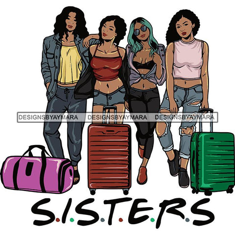 Ladies Getaway Vacation Trip Flight Travel Adventure Best Friends Journey Together Sisters Divas Melanin Girlfriends SVG Files For Cutting and More!