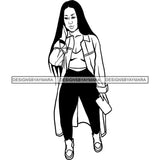 Fashion Woman Model Posing Summer Outfit Vogue Goddess Glamour Trendy Clothing Vector SVG Cutting Files