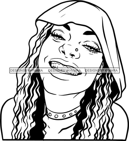 Ghetto Woman Face American Gangster Urban Swag Hip Hop Girl .SVG Cutting Files For Silhouette Cricut and More!