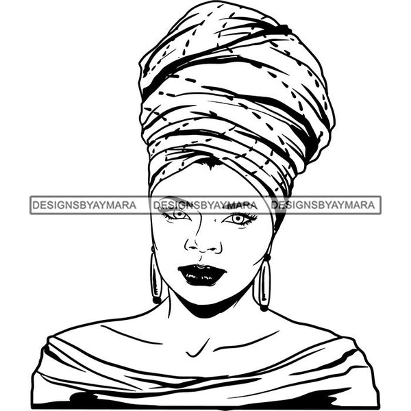 Afro Nubian Melanin Popping Kinky Hair Turban Beautiful African American Woman SVG Cutting Files