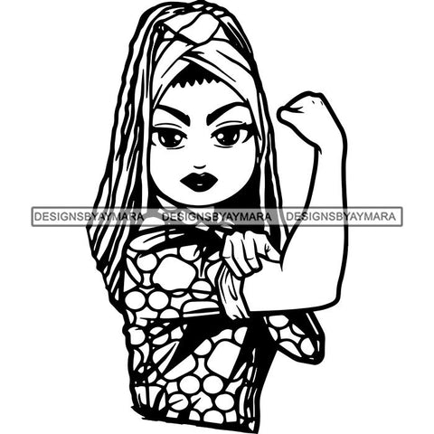 Afro Strong Lola Flexing We Can Do It Woman Power .SVG Cutting Files For Silhouette Cricut and More!