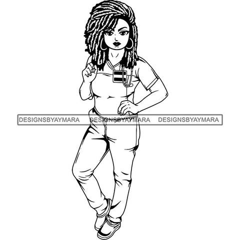 Afro Lola Nurse Medical Occupation SVG Cutting Files For Cricut Silhouette and More